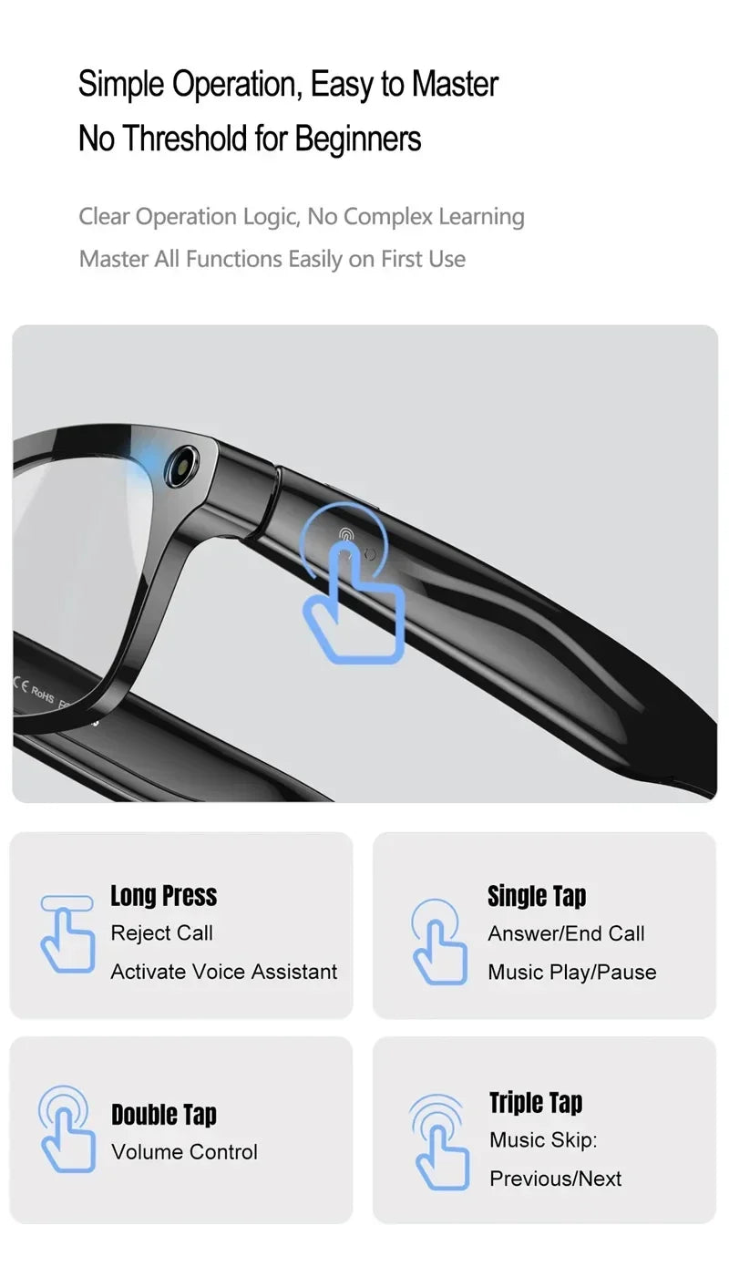Lenovo Next-Gen Smart AI Glasses - HD Camera, Bluetooth Audio & UV Protection