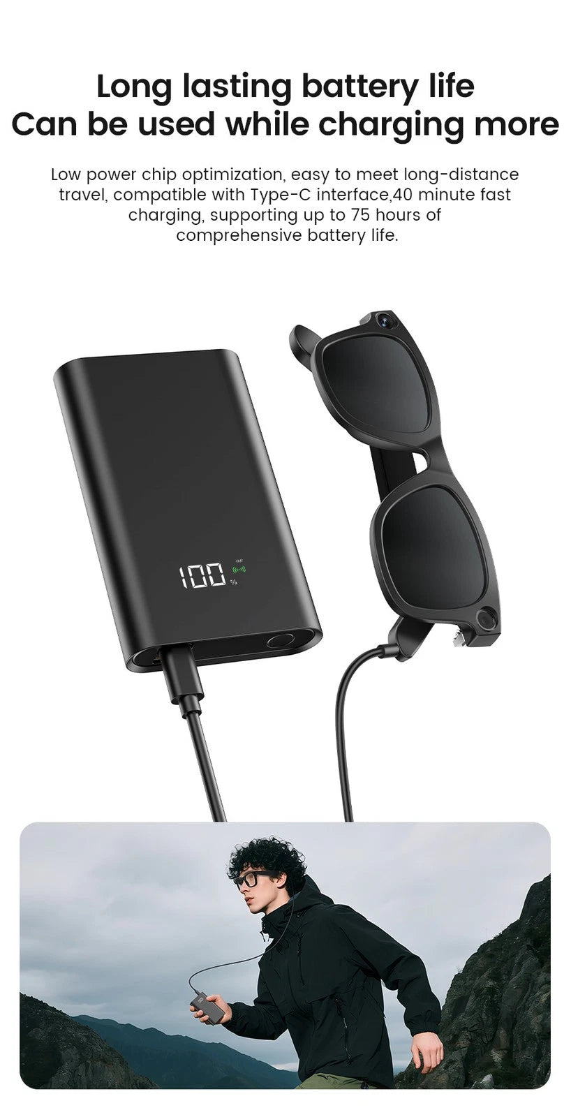 Lenovo Next-Gen Smart AI Glasses - HD Camera, Bluetooth Audio & UV Protection